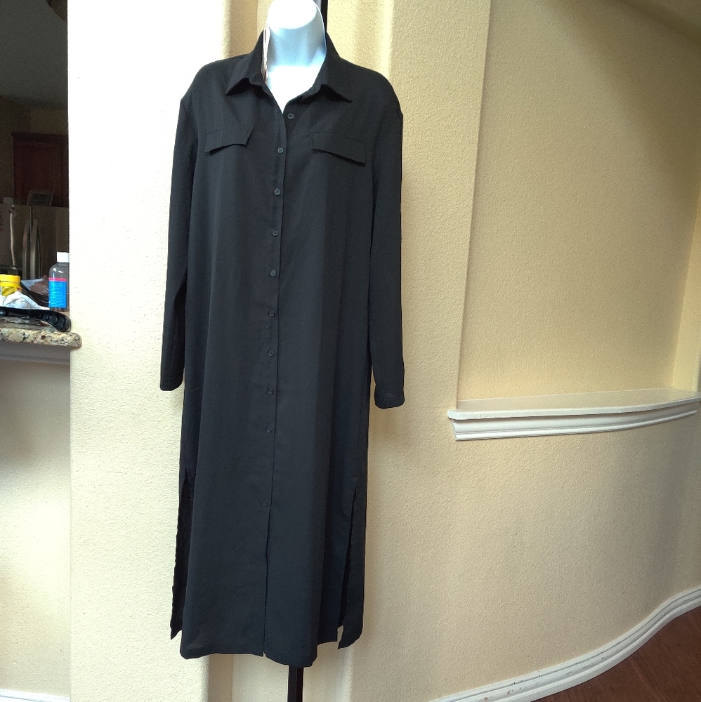 Fashion Boutique Women Button Down Black Dress NWT